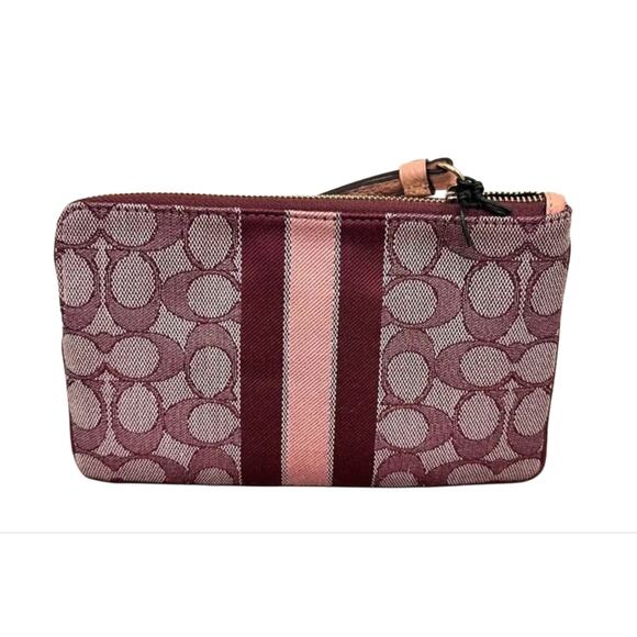 COACH DEMPSEY LARGE CORNER ZIP WRISTLET WALLET SIGNATURE JACQUARD COACH PATCH - Picture 7 of 7